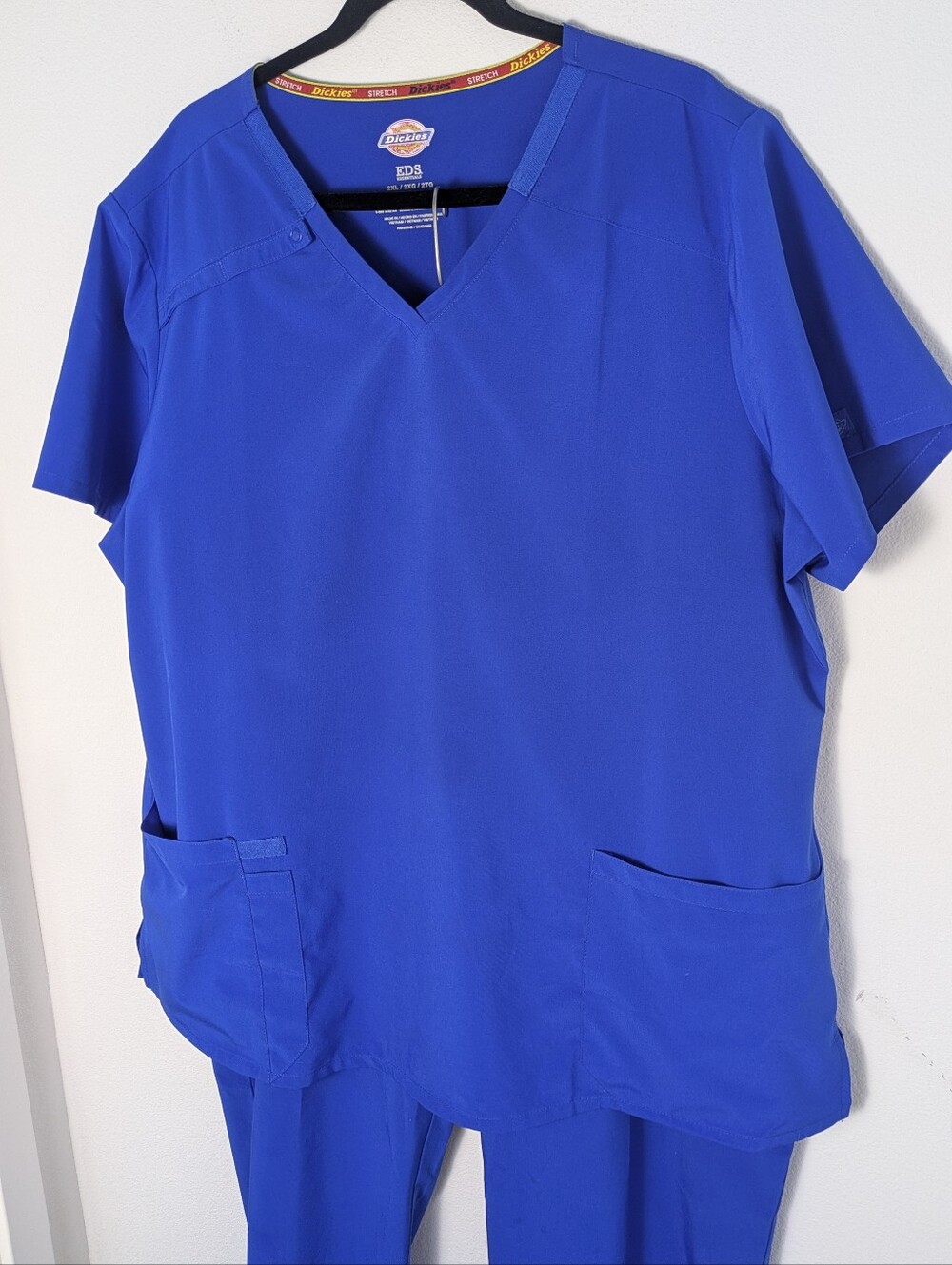 Dickies EDS Essentials Stretch Scrubs Set 2XL Unisex Blue Top & Pants Medical - Picture 2 of 14